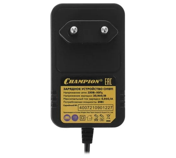 Устройство зарядное для аккумулятора CH1811 (18 В; 4 Ач; Li-ion; 0.17 кг; 25 Вт ) Champion CH1811
