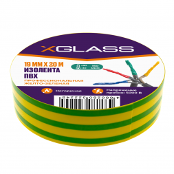 Изолента ПВХ Xglass желто-зеленая 19 мм 20 м