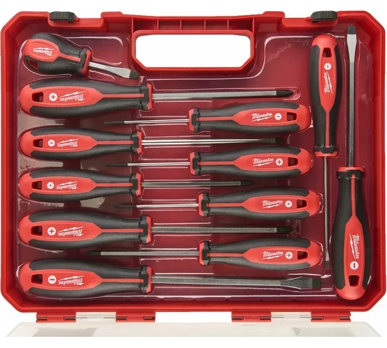 Набор магнитных отверток Milwaukee трехгранная рукоятка, пластиковый кейс, 12 шт 