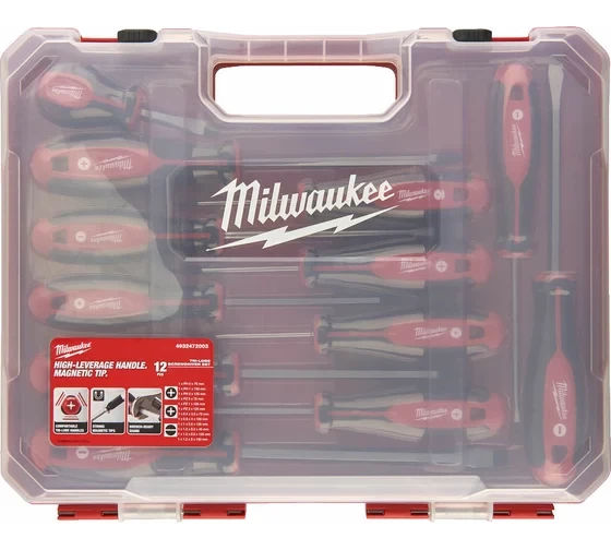 Набор магнитных отверток Milwaukee трехгранная рукоятка, пластиковый кейс, 12 шт 