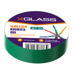 Изолента ПВХ Xglass зеленая 19 мм 20 м