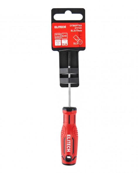 Отвертка SL3x75 мм Elitech 211101