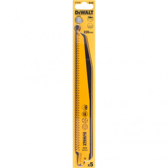 Полотно DEWALT DT2349, по дереву для сабельных пил биметаллическое, BiM, 228x4.2 мм, S1111DF, 5 шт (DT2349-QZ)